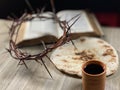 Cup of Wine and Unleavened Bread for Royalty Free Stock Photo