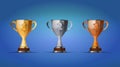 Cup of winners award for first, second and third Royalty Free Stock Photo