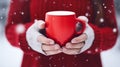 Cup of winter drink in hands Royalty Free Stock Photo