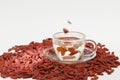 Cup of wolfberry tea Royalty Free Stock Photo