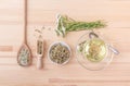 Cup with yarrow tea Royalty Free Stock Photo