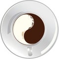 Cup of a yin yan coffee