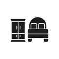 Cupboard and bed set icon vector Royalty Free Stock Photo