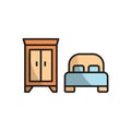 Cupboard and bed set icon vector Royalty Free Stock Photo