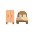 Cupboard and bed set icon vector Royalty Free Stock Photo