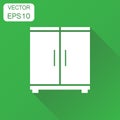 Cupboard icon. Business concept cabinet pictogram. Vector illustration on green background with long shadow.