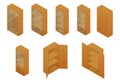 Cupboard isometric set of vitrine furniture