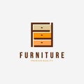 Cupboard Logo Vector Design Vintage, Illustration of Minimalist Furniture, Simply Interior Concept