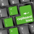 Cupboard love words showing romance and love on keyboard keys Royalty Free Stock Photo