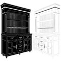 Cupboard Sideboard Buffet Vector. Illustration Isolated On White Background. Royalty Free Stock Photo