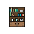 Cupboard, wardrobe, furniture flat color line icon.