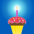 Cupcake with 1 candle Royalty Free Stock Photo