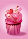 Pink, Delicious,Sweet and lovely Cupcake for Valentines Day,Mother \'s day or menu in the cafe