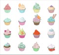 Set of Colorful Cupcackes Vector Illustration Royalty Free Stock Photo