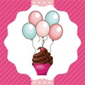 Cupcake and balloons icon. Happy Birthday design. Vector graphic