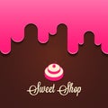 Cupcake with berries splash. sweet shop logo design background Royalty Free Stock Photo