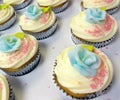 Cupcake blue sugar rose and pink sprinkles