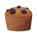 Cupcake with blueberries. Vector image of a cake on a transparent background. Elements of confectionery, baking