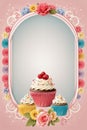 Cupcake border templates Cupcake-themed frames Colorful dessert borders Cake and cupcake frames