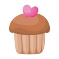 Cupcake of a brown color with one heart in the top