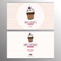 Cupcake or Cake business card template for Bakery or Pastry.