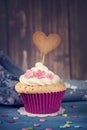 Cupcake with a cakepick Royalty Free Stock Photo