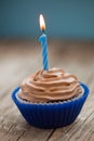 Cupcake with candle Royalty Free Stock Photo