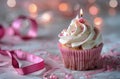 Cupcake With Candle Royalty Free Stock Photo