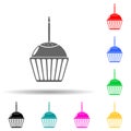 cupcake with a candle multi color style icon. Simple glyph, flat vector of party icons for ui and ux, website or mobile Royalty Free Stock Photo