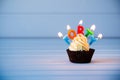 Cupcake with a candles for 40 - fortieth birthday Royalty Free Stock Photo