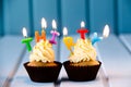 Cupcake with a candles for 30 - thirtieth birthday Royalty Free Stock Photo