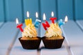 Cupcake with a candles for 20 - twentieth birthday