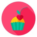 Cupcake with Cherry Circle Icon