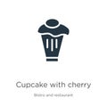 Cupcake with cherry icon vector. Trendy flat cupcake with cherry icon from bistro and restaurant collection isolated on white Royalty Free Stock Photo