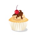 Cupcake with a cherry on top isolated on white background Royalty Free Stock Photo