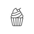 Cupcake with cherry on top line icon Royalty Free Stock Photo