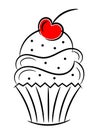 Cupcake with cherry on top sketch isolated Royalty Free Stock Photo