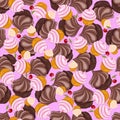 Cupcake and cherry vector seamless pattern Royalty Free Stock Photo