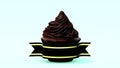 Cupcake with chocolate cream and a banner