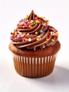 Cupcake with chocolate cream and sprinkles Royalty Free Stock Photo