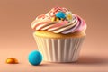 Cupcake Closeup. Sweet Design of Dessert. Generative AI
