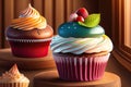 Cupcake Closeup. Sweet Design of Dessert. Generative AI