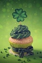 Cupcake with clover cakepick