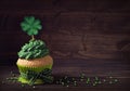 Cupcake with clover cakepick Royalty Free Stock Photo