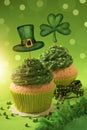 Cupcake with clover cakepick Royalty Free Stock Photo