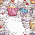 Cupcake Coloring Book Seamless Pattern Colorful Digital Background Artwork Design - ai generated