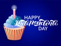 Cupcake in colors of a flag on the Independence Day of the USA. Happy Independence day lettering. Vector illustration Royalty Free Stock Photo