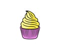 Cupcake, confectionery, food, pastry and baking, logo design. Meal, sweet food, bakery, bake and baked, vector design