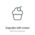 Cupcake with cream outline vector icon. Thin line black cupcake with cream icon, flat vector simple element illustration from Royalty Free Stock Photo