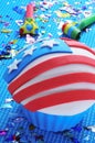 Cupcake decorated with the american flag Royalty Free Stock Photo